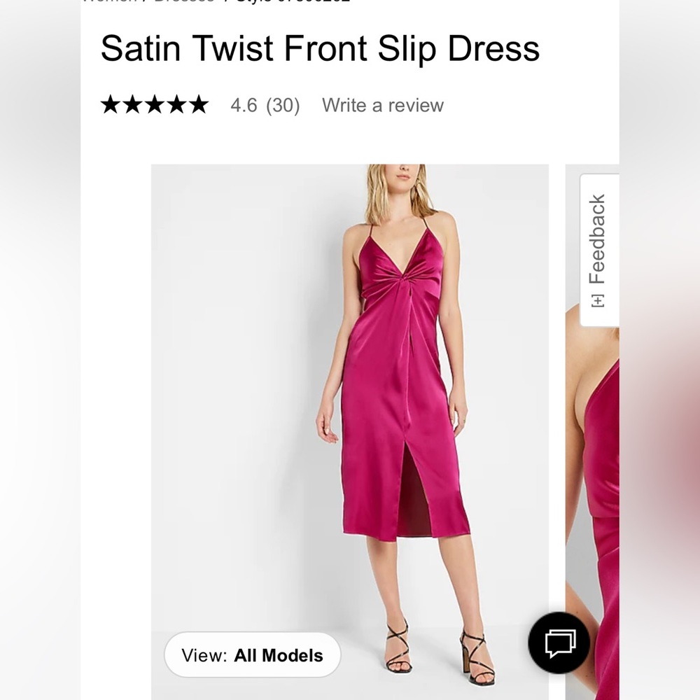 Satin Twist Front Slip Dress - Magenta